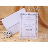 Svatební oznámení ve formě karty se stříbrně raženým rámečkem vzor 0927