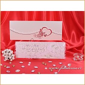 Luxusní svatební oznámení v průhledném přebalu s předávací obálkou s motýlem vzor 3257