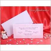 Obdélníkové bílé svatební oznámení s perleťovým rámečkem vzor 3264