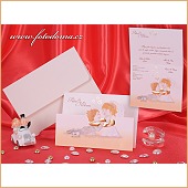 Skládací svatební listina s veselým obrázkem postaviček a velkým snubním prstenem vzor 3283