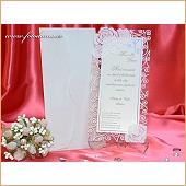 Svatební oznámení v průhledné kartě s bílými květy růží vzor 3311