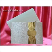 Dvoudílné svatební oznámení se zlatě metalickou textovou kartou vzor 3333