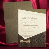 Luxusní svatební oznámení s bronzově hnědou kapsou vzor 3627