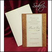 Dvoudílné svatební oznámení s kartou bronzové barvy