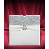 Dvoudílné svatební oznámení se stříbrnými glitry vzor 3665