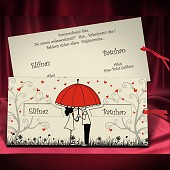 Vysouvací svatební oznámení s červeným deštníkem vzor 5484