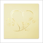 Zlaté metalizované svatební oznámení se srdcem